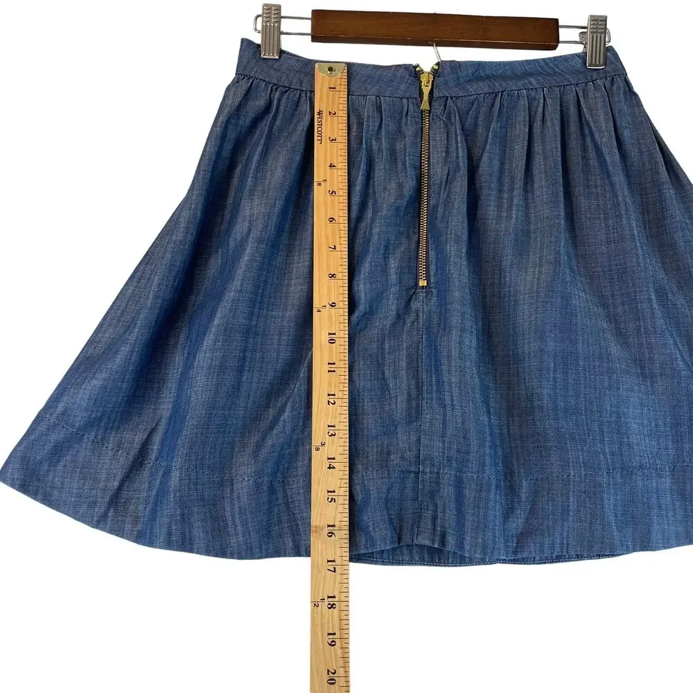 Kate Spade Girls Mini Skirt SZ 14 Chambray Blue Full Zipper Closure EUC💗